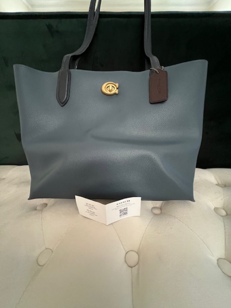 Authentic Coach Willow Tote Bag, Blue, Medium